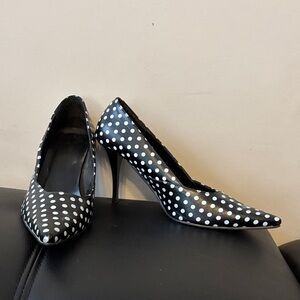 Elegant Black and White Polka Dot Heels